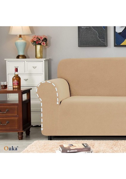 Koltuk Örtüsü Koltuk Kılıfı Çekyat Kılıfı Esnek Yıkanabilir ve Lastikli-Açık Kahve Renk fiyatları