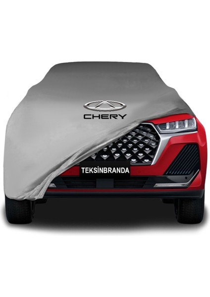 Chery Tiggo7 (2023 - ) Gri Kumaş Araba Branda Logolu Kumaş Araba Brandası Penye Oto Branda