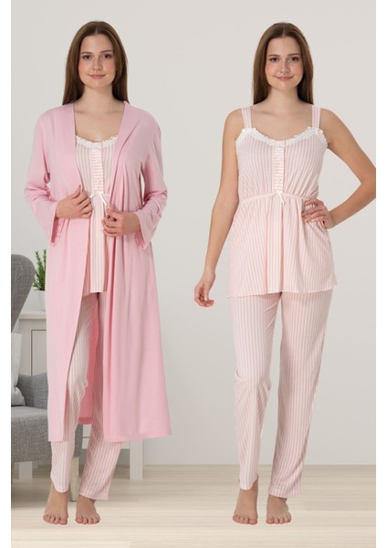 Pembe Sabahlıklı Hamile Lohusa Pijama Takımı