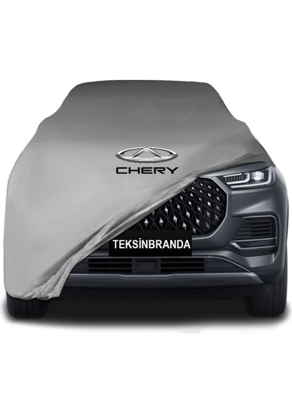 Chery Tiggo 8 (2023 - ) Gri Kumaş Araba Branda Logolu Kumaş Araba Brandası Penye Oto Branda