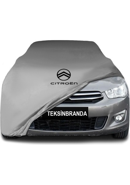 Citroen C Elysee (2012 -) Gri Kumaş Araba Branda Logolu Kumaş Araba Brandası Penye Oto Branda