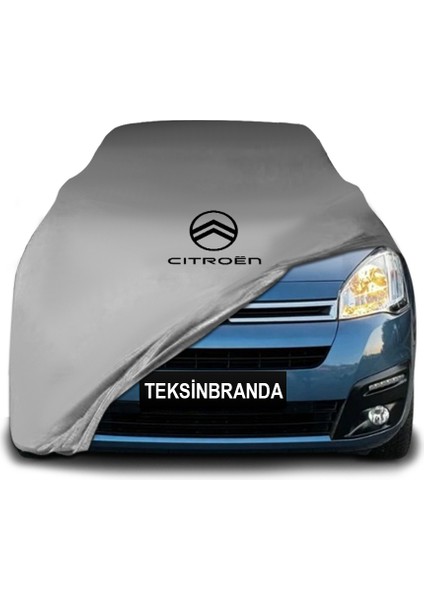 Citroen Berlingo 2 (2008 - 2018) Gri Kumaş Araba Branda Logolu Kumaş Araba Brandası Penye Oto Branda