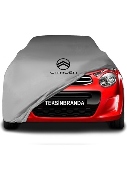 Citroen C1 2 (2014 - ) Gri Kumaş Araba Branda Logolu Kumaş Araba Brandası Penye Oto Branda