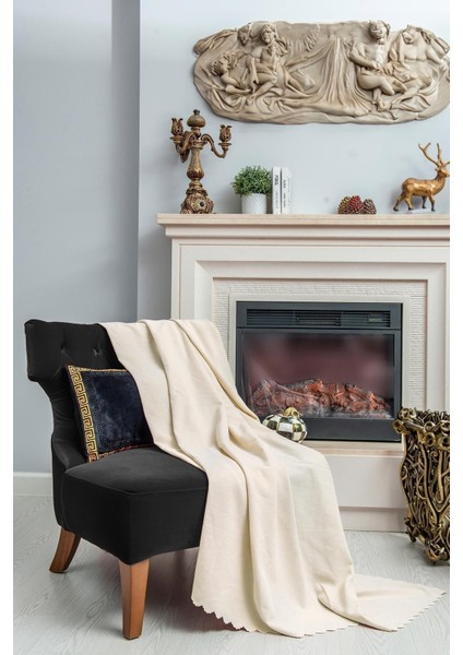 Tek Kişilik Koltuk Örtüsü Berjer Örtüsü Koltuk Şalı 2 Adet 110X175 CM Ekru