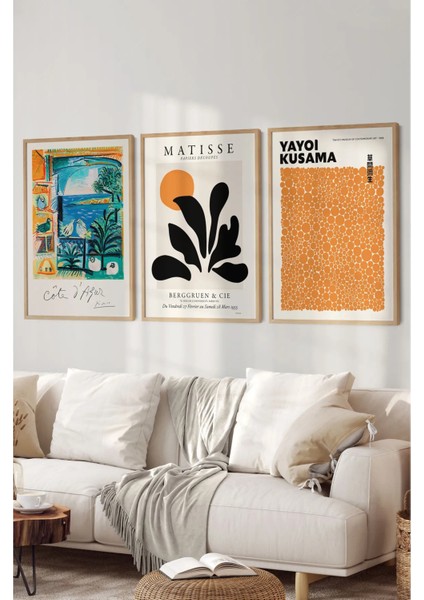Ahşap Çerçeveli Mdf Tablo Seti Salon ve Oturma Odası Için ÇT3001