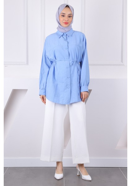 Bebe Mavi Bel Kuşaklı Gömlek fiyatları