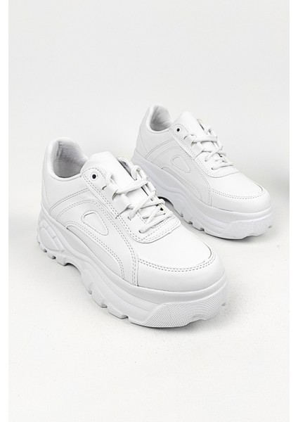 Yüksek Tabanlı Kadın Spor Ayakkabı 6 cm - Beyaz