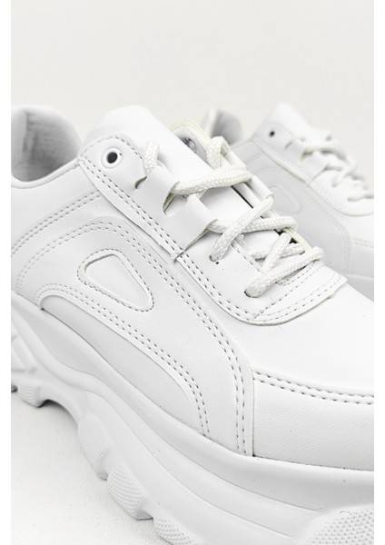 Yüksek Tabanlı Kadın Spor Ayakkabı 6 cm - Beyaz modelleri