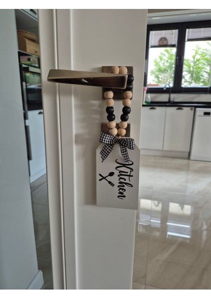 Dekoratif Boncuklu "kitchen" Yazılı Tuvalet Banyo Kapı Kolu Aksesuarı Ahşap Hediyelik Süs (Mutfak) fiyatları