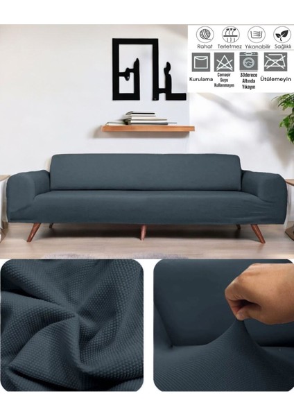 Likrali Esnek 3 Kişilik Koltuk Örtüsü Streç Lastikli Çekyat Kanepe Örtüsü Kanepe Kılıfı