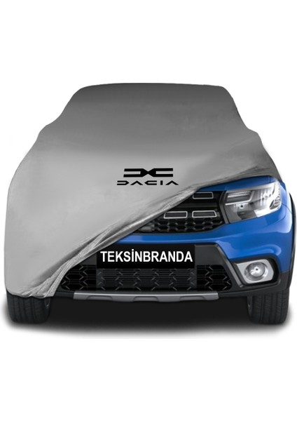 Dacia Sandero 2 (2016 - 2020) Gri Kumaş Araba Branda Logolu Kumaş Araba Brandası Penye Oto Branda