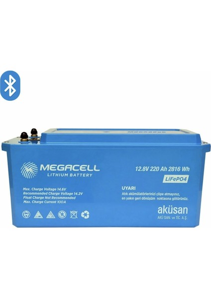 12.8V 220AH (Bluetooth) Lifepo4 Lityum Demir Fosfat Akü(Abs Kasa)