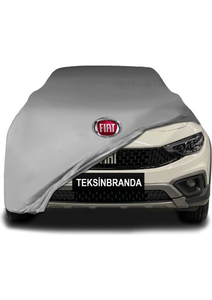 Fiat Egea Cross (2020 - ) Gri Kumaş Araba Branda Logolu Kumaş Araba Brandası Penye Oto Branda