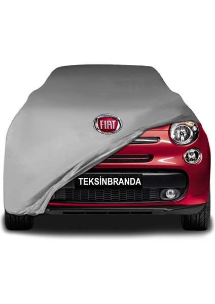 Fiat 500 L Gri Kumaş Araba Branda Logolu Kumaş Araba Brandası Penye Oto Branda