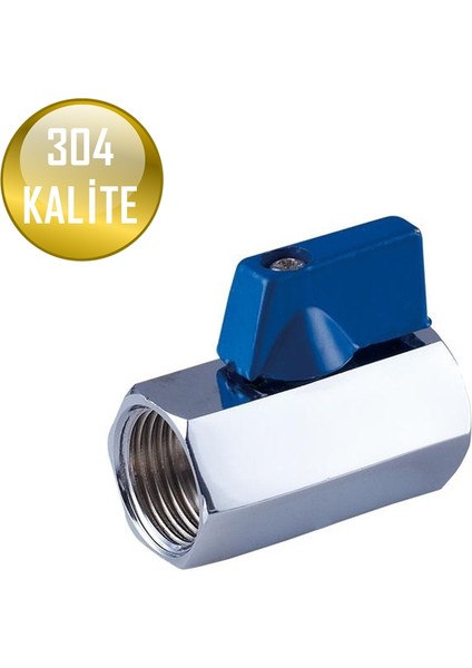 Paslanmaz Çelik Mini Vana Dişi-Dişi Krom 304 Kalite PN63 Bsp