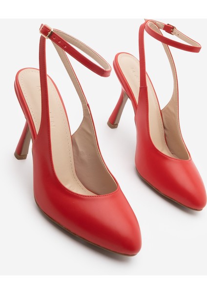 Kadın Stiletto Oval Burun Bilekten Bağlamalı Topuklu Ayakkabı Tirada