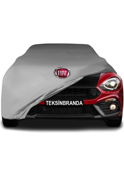 Fiat 124 Spider (2014 - ) Gri Kumaş Araba Branda Logolu Kumaş Araba Brandası Penye Oto Branda
