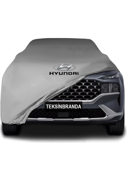 Hyundai Santa Fe 4 (2018 - ) Gri Kumaş Araba Branda Logolu Kumaş Araba Brandası Penye Oto Branda