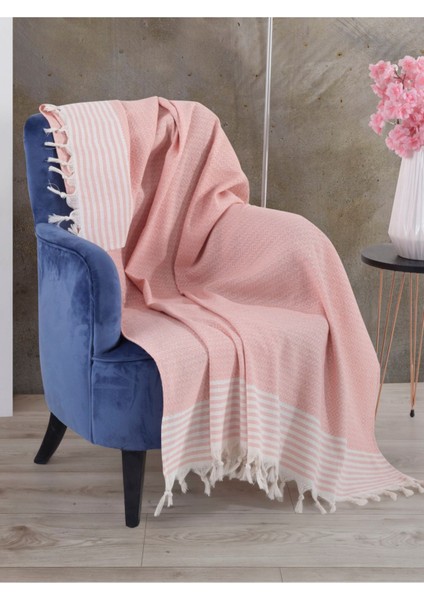 Bergama Somon Tekli Koltuk Berjer Örtüsü 150 x 180 cm Kanepe Divan Çekyat Örtüsü Pamuklu Püsküllü