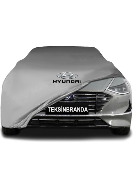 Hyundai Sonata 8 (2019 - ) Gri Kumaş Araba Branda Logolu Kumaş Araba Brandası Penye Oto Branda