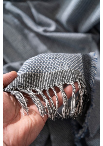 Satinshield Pamuklu Lüks Koltuk Örtüsü Indigo Renk Bal Peteği Desen 175X225 | Çok Amaçlı Örtü indirimleri