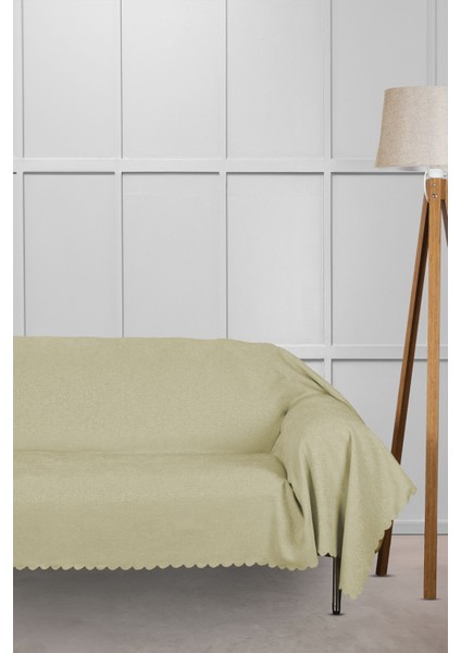 Jakar Şönil Kaymaz Koltuk Örtüsü Şalı Standart En 175CM x Boy 300CM Kollarıda Kapatır Krem