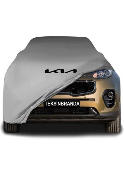 Kia Sportage 4 (2016 - 2021) Gri Kumaş Araba Branda Logolu Kumaş Araba Brandası Penye Oto Branda