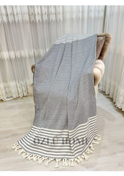 Lüks Sedir Elmas Desen Koltuk Örtüsü Siyah 180 x 220