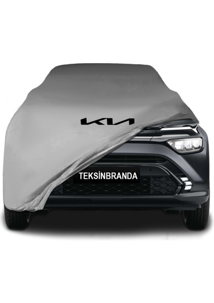 Kia Carens 4 (2022 - ) Gri Kumaş Araba Branda Logolu Kumaş Araba Brandası Penye Oto Branda