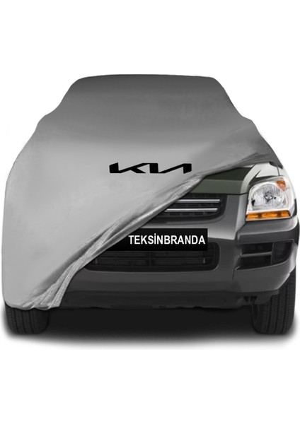 Kia Sportage 2 (2004 - 2010) Gri Kumaş Araba Branda Logolu Kumaş Araba Brandası Penye Oto Branda