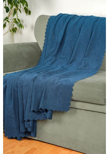 Koltuk Örtüsü | Çekyat Örtüsü | Koltuk Şalı 175X215 Şönil Çift Taraflı | Indigo