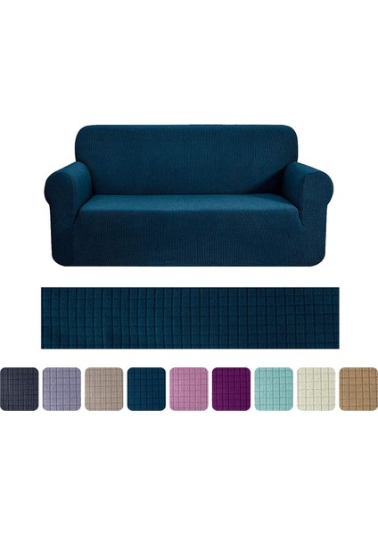 Riseler Streç Lastikli Esnek Yikanabilir Kare Desen 3 Kişilik Koltuk Örtüsü Koltuk Kılıfı