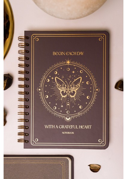 Bullet Journal Edition A5 15X21 cm Spiralli Noktalı Tarihsiz Not Defteri Kelebek