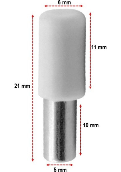 Plastik Başlı Metal Raf Pimi 5 mm Paslanmaz 20’li