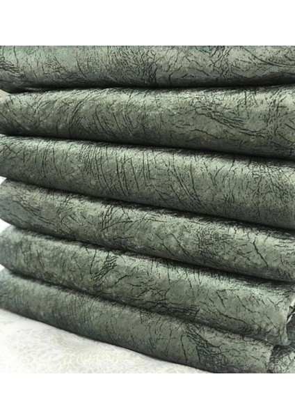 Koltuk Çekyat Örtüsü Yeşil Damar Desenli Parlak Kaymaz Taban Süngerli Üst Kumaş Kadife 1ADET