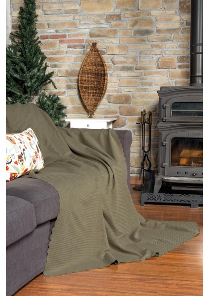 Mikrofiber Şönil Fitilli Minimal Koltuk Örtüsü, 175X215 Cm, Çift Taraflı, Kaymaz, Terletmez Kapuçin