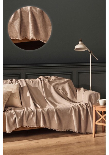 Pamuklu Kaymaz Koltuk Çekyat Örtüsü&koltuk Şalı Çizgi Desenli 170X210