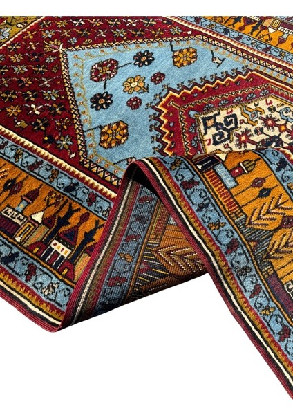 El Dokuma Sıfır Özel Dokuma Yahyalı Halı 108X196 Turkuaz Kök Boya fiyatları