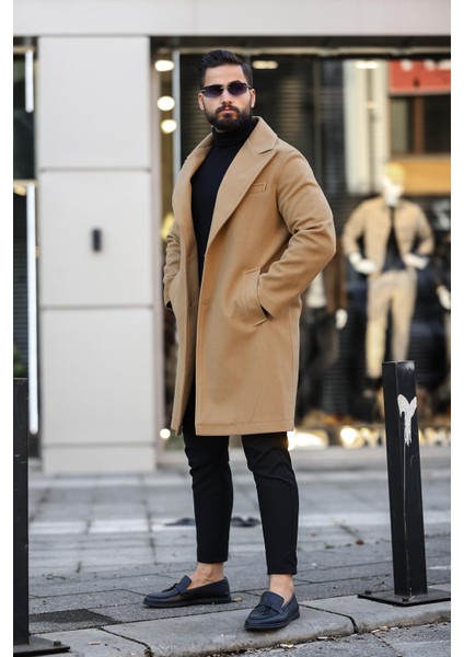 Erkek Kışlık Uzun Kaşe Kaban