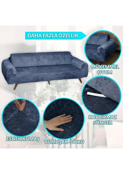 Parlak Kadife Streç Lastikli 3 3 1 1 Koltuk Örtüsü Takımı Kanepe Çekyat Örtüsü Koltuk Kılıfı modelleri