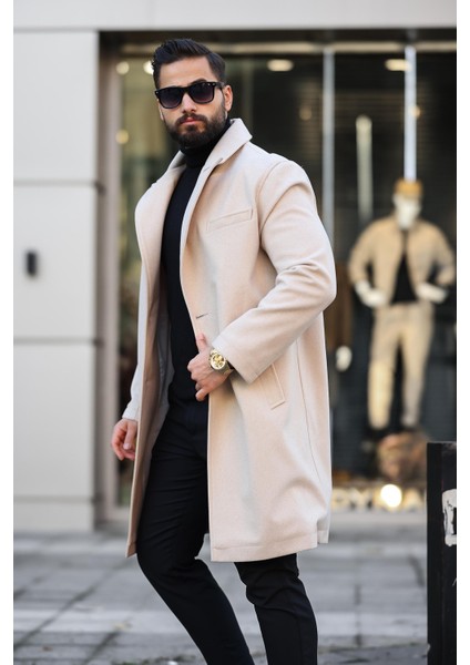 Erkek Kışlık Uzun Kaşe Kaban