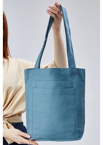 2 Cepli Petrol Mavisi Gabardin Çanta