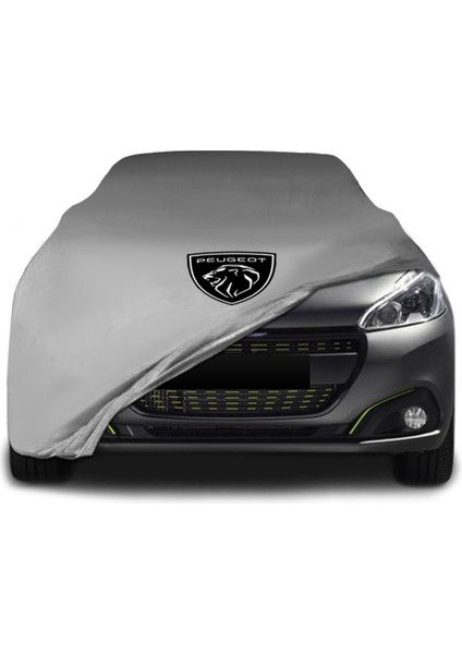 Peugegot 208 1 (2012 - 2019) Gri Kumaş Araba Branda Logolu Penye Oto Branda