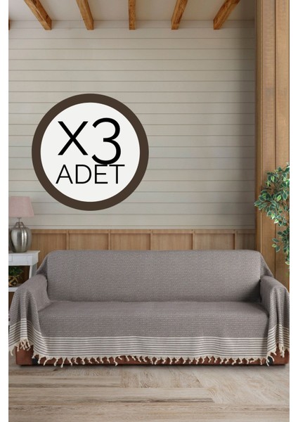 Sütlü Kahve Kollarını Örten 3 Adet Battal Boy 180 x 300 cm Koltuk Kanepe Divan Çekyat Örtüsü