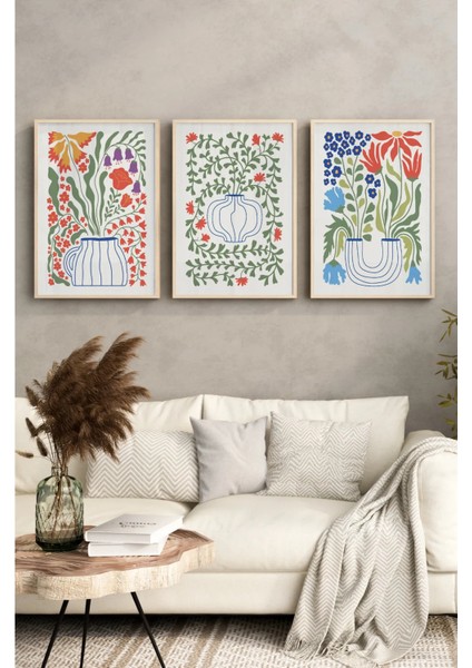 Ahşap Çerçeveli Mdf Tablo Seti Salon ve Oturma Odası Için ÇT3004