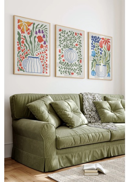Ahşap Çerçeveli Mdf Tablo Seti Salon ve Oturma Odası Için ÇT3004