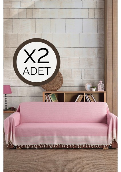 Pembe Kollarını Örten 2 Adet Battal Boy 180 x 300 cm Koltuk Kanepe Divan Çekyat Örtüsü