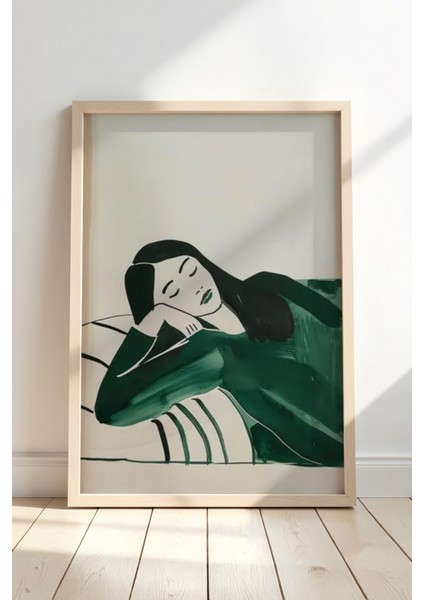 Soyut Sanat Doğal Ahşap Çerçeveli Duvar Tablosu