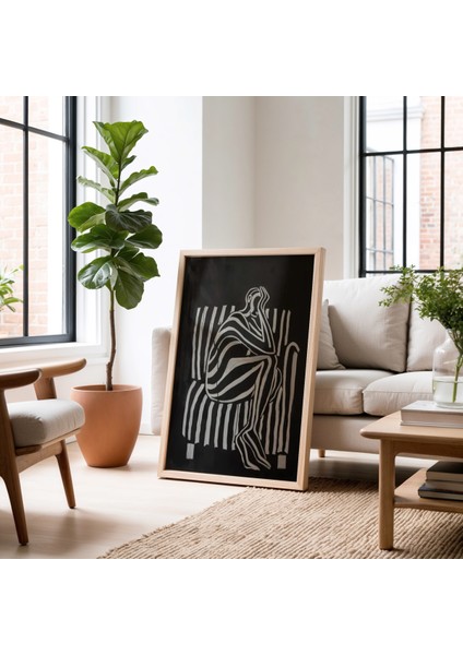 Siyah Beyaz Doğal Ahşap Çerçeveli Duvar Tablosu fiyatları