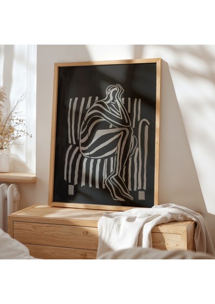 Siyah Beyaz Doğal Ahşap Çerçeveli Duvar Tablosu modelleri